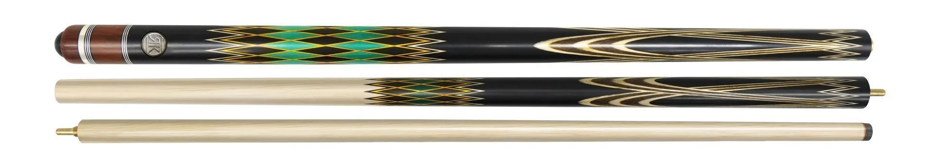 Кий 3-х составной Алмаз, черный граб/белый граб/ясень, 5-запилов